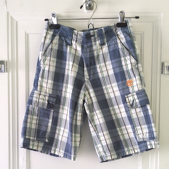 Timberland Plaid Canvas Cargo Shorts - Picture 1 of 3
